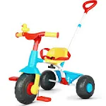 KRIDDO 2 in 1 Kids Tricycles Age 18 Month to 3 Years, Gift Toddler Tricycles for 2-3 Year Olds, Trikes for Toddlers with Push Handle and Duck Bell CL