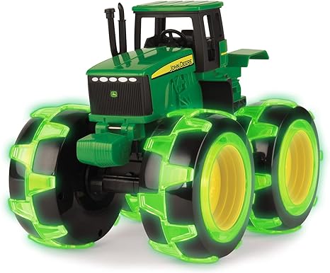 John Deere Tractor - Monster Treads Lightning Wheels - Motion Activated Light Up Monster Truck Toy - John Deere Tractor Toys - Kids Toys Ages 3 Years and Up,Green