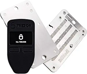 Trezor One + Billfodl - Cryptocurrency Hardware Wallet with Steel Wallet Cold Seed Storage (2 Items)