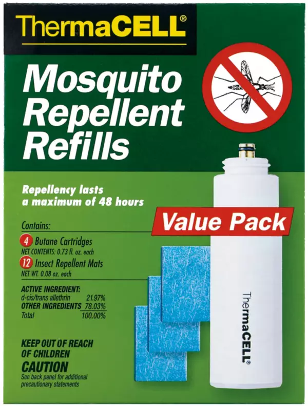 Thermacell Mosquito Repellent Refills, 48-Hour Pack; Contains 12 Repellent Mats, 4 Fuel Cartridges; Compatible with Any Fuel-Powered Thermacell Product; No Spray, Scent, Mess