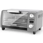 Black+Decker TOD1775G Crisp N Bake Air Fry Digital Toaster Oven, 9" Pizza or 4 Slices of Bread, Gray