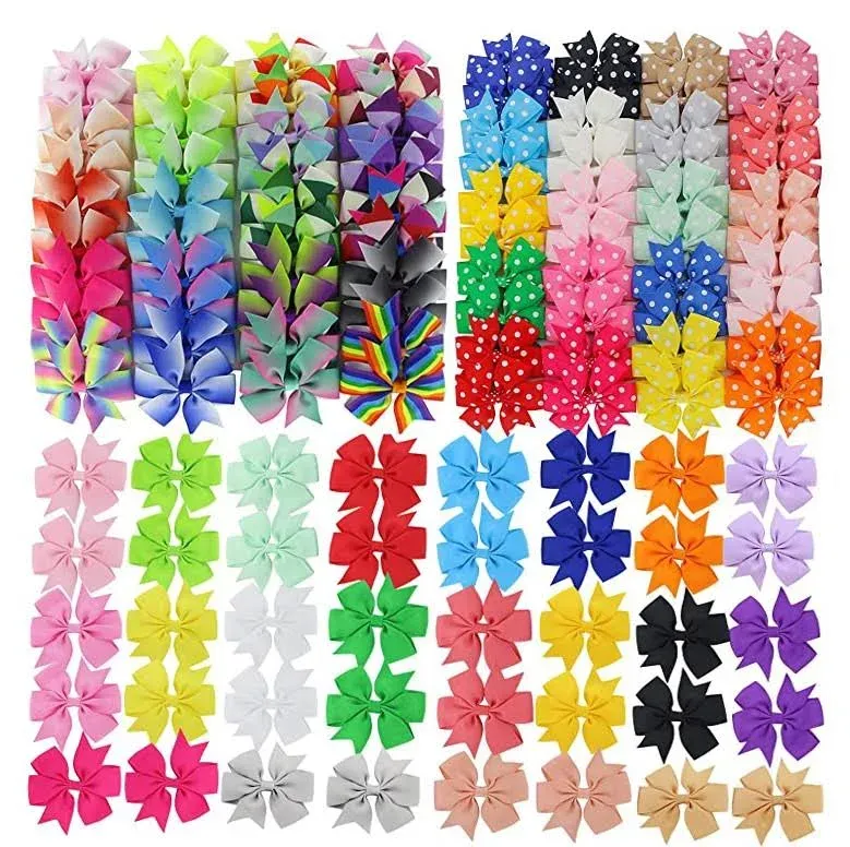 Babymatch 120pcs Polka Dot Pinwheel Hair Bows