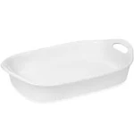 French White III 3-Quart Ceramic Oblong Casserole Dish with Sleeve | Oven, Micro