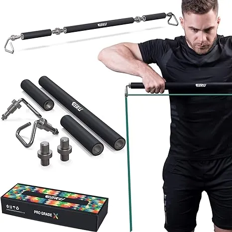 Resistance Band Bar, Length-Adjustable Detachable Heavy Duty Workout Bar for Resistance Band Training, Core Muscle Training, Home & Ourdoor Workout, Max Load 800 Lbs