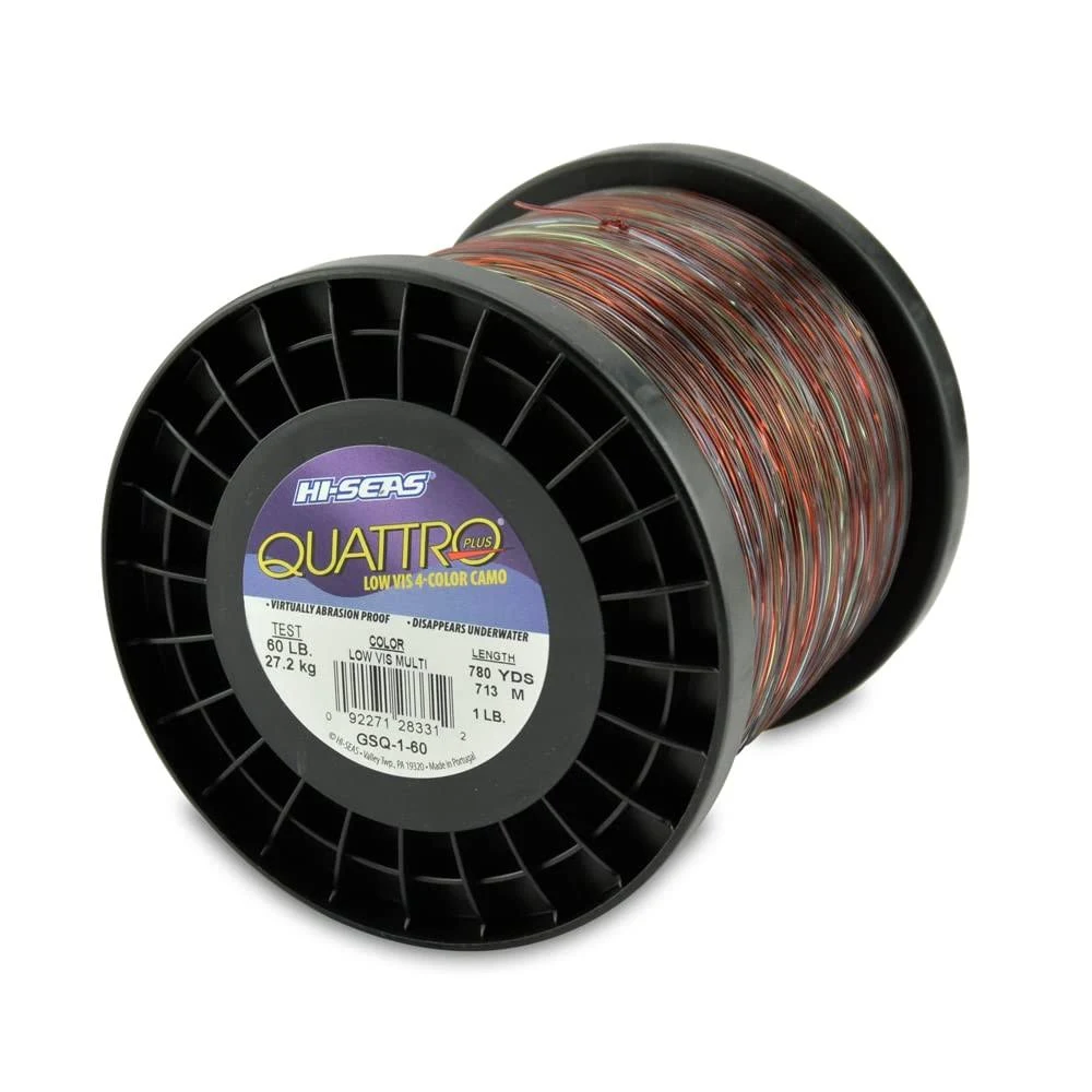 HI-SEAS Quattro Monofilament Fishing Line - Low-vis 4 Color Camo, Strong & Durable Performance Saltwater Main Line