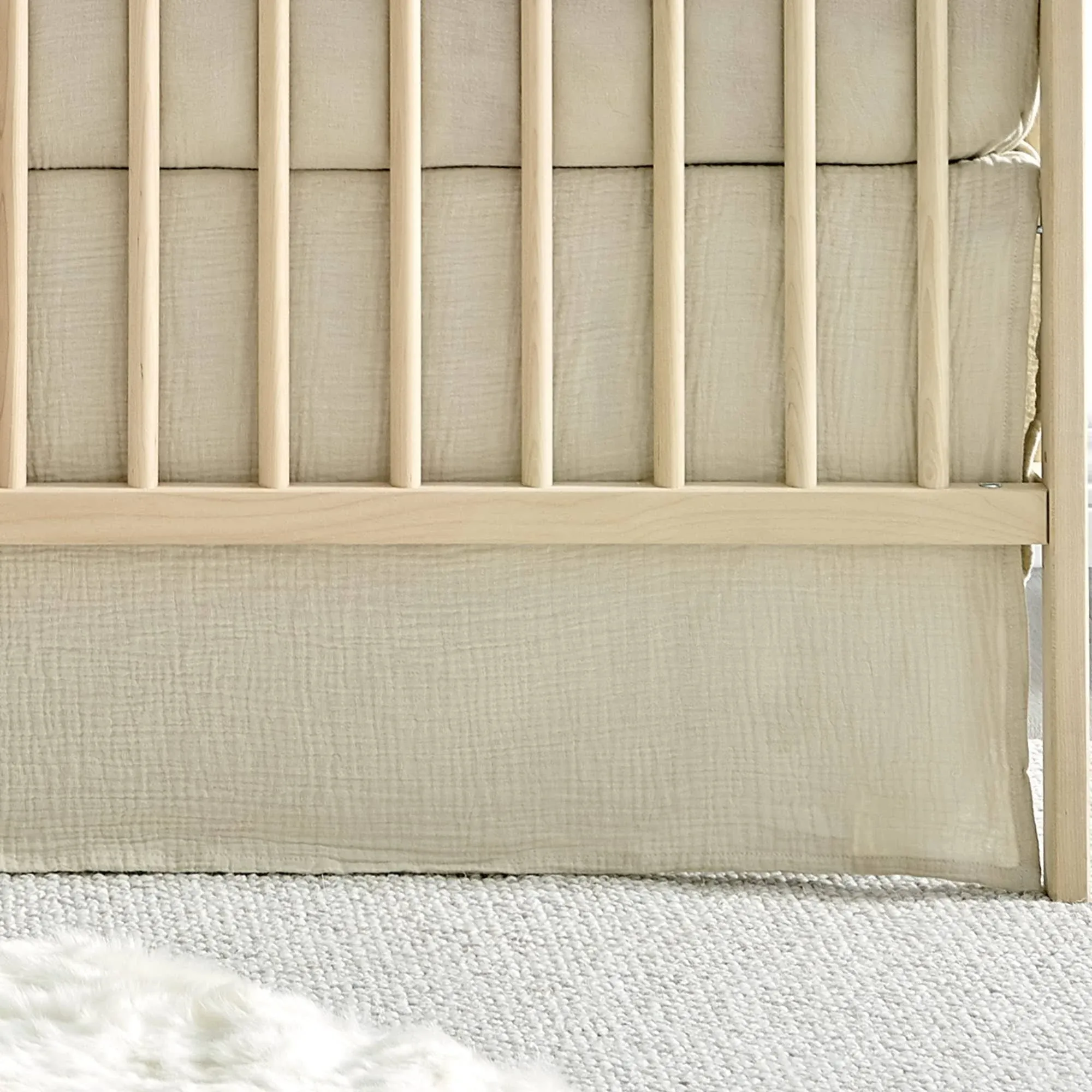 Levtex Baby - Cloud Muslin Crib Dust Ruffle - Baby Nursery - Beige Muslin - Beige Textured Muslin - Dust Ruffle (52x28+16).