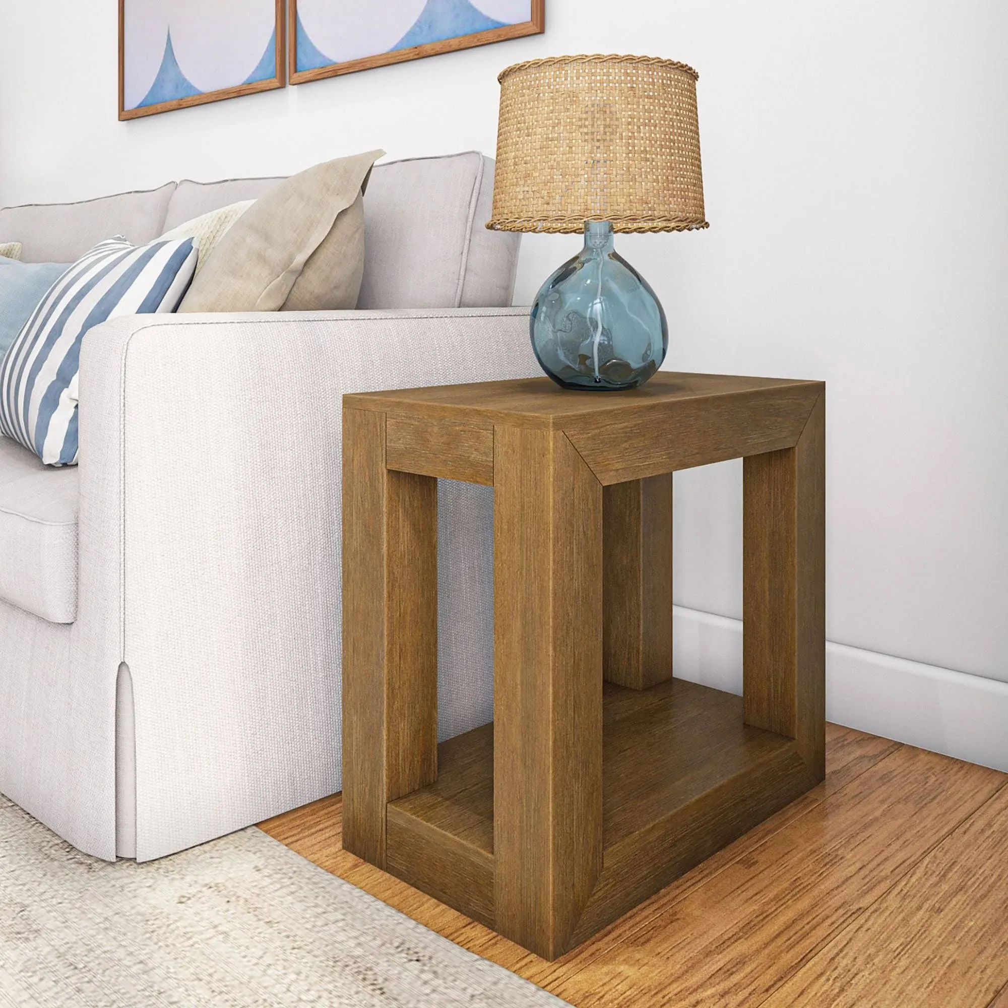 Plank+Beam Modern Rectangular Side Table with Shelf