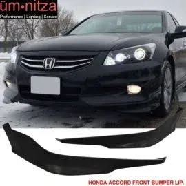 Front Bumper Lip Compatible with 2011-2012 Honda Accord 4 Door Sedan, Factory Style PU Black Front Lip Spoiler Splitter by IKON MOTORSPORTS