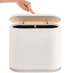 Baosia 12 Liter White Rectangular Plastic Trash Can Wastebasket with Press Type Lid,3.2Gallon Slim Trash Bin,Narrow Trash Can Waste Bins for Bedroom