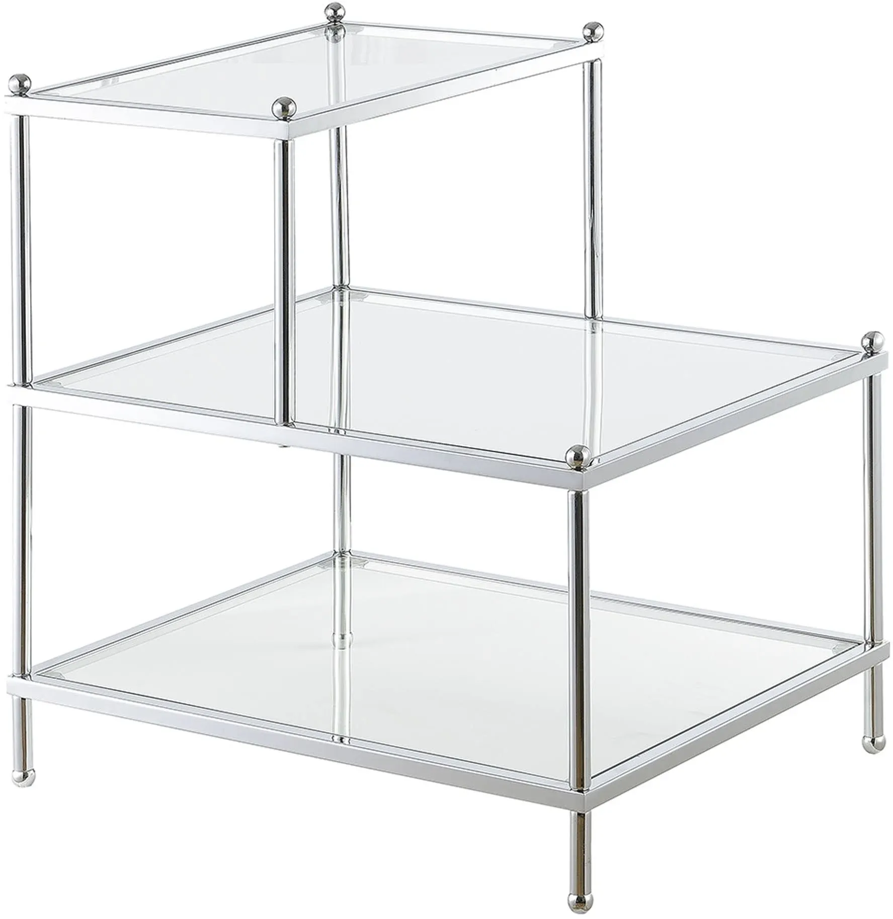 Convenience Concepts Royal Crest 3 Tier Step End Table Clear Glass