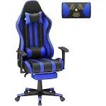 Blue Gaming Chair with Massage,Ergono<wbr/>mic Office PC Computer Chair,High Back Game