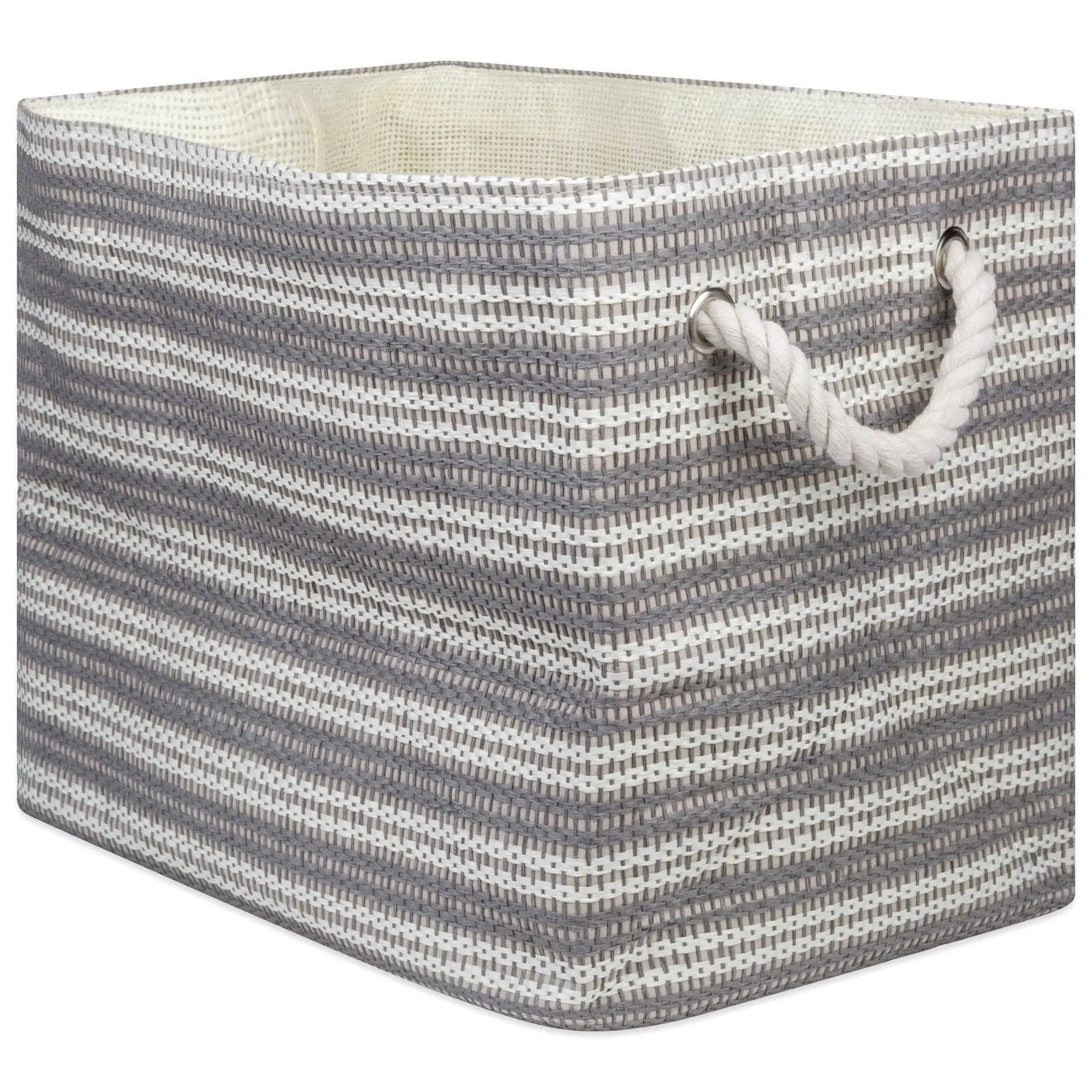 DII Woven Paper Storage Bin, Basketweave, Gray & White, Large