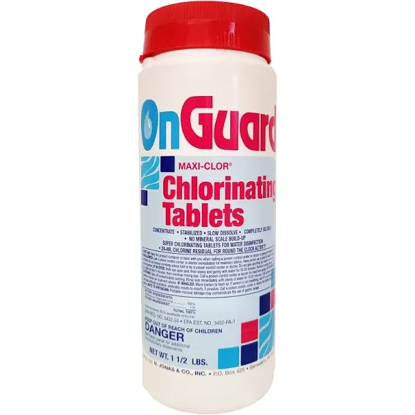 OnGuard 1 inch Maxi-Clor Chlorinating Tablets Swimming Pool Chlorine Tabs,1.5 lbs