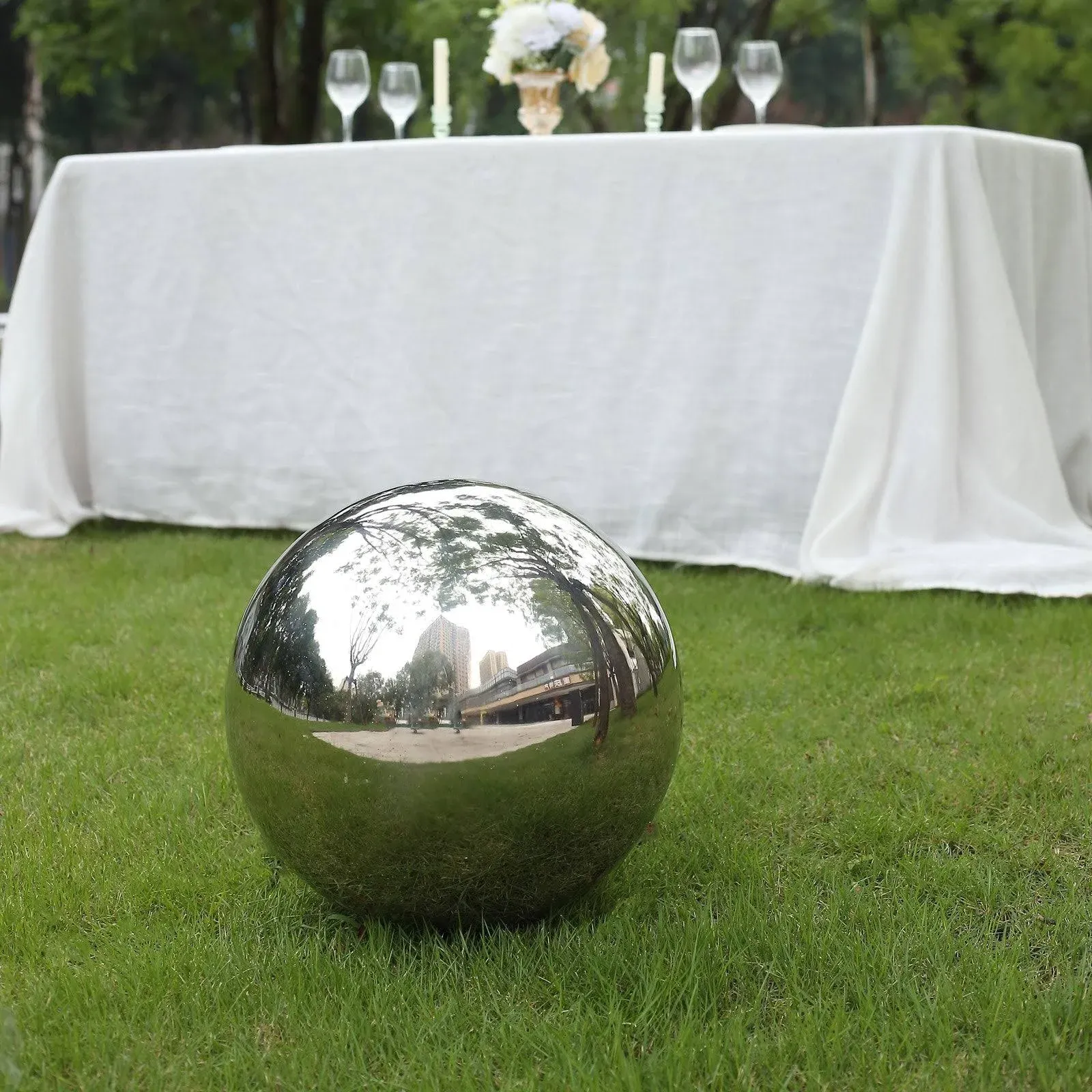 20 in Silver Stainless Steel Globe Gazing Reflective Mirror Ball Wedding Party Events Reception Home Decorations Supplies