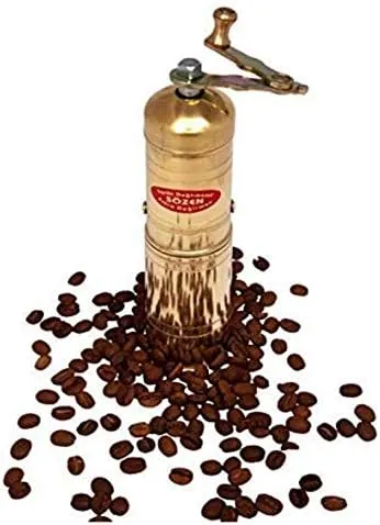 7&#034; Handmade Manual Brass Coffee Mill Grinder Sozen, Adjustable Portable Conical 