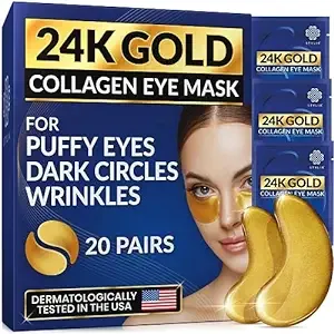 Stylia Under Eye Patches for Puffy Eyes and Dark Circles (20 Pairs), 24k Gold Eye Mask, Face Eye Mask Skincare, Eye Care for Wrinkles and Puffiness, Collagen Under Eye Masks, Moisturizing Eye Gel Pads