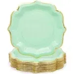 Sparkle and Bash 48-Pack Mint Green Paper Plates with Scalloped Edge for Birthday Party (9 Inches)