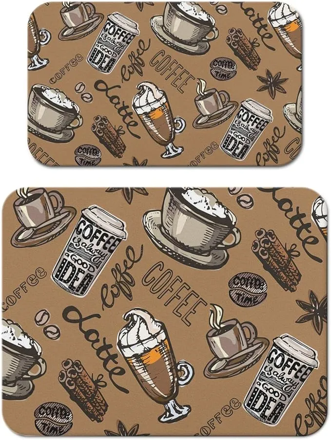 2 Pack Coffee Maker Mat for Countertops, Dish Mat Drying Kitchen Mat Set 18 x 24+19.5x12Inch; Espresso Machine Mat Coffee Pot Mats for Kitchen