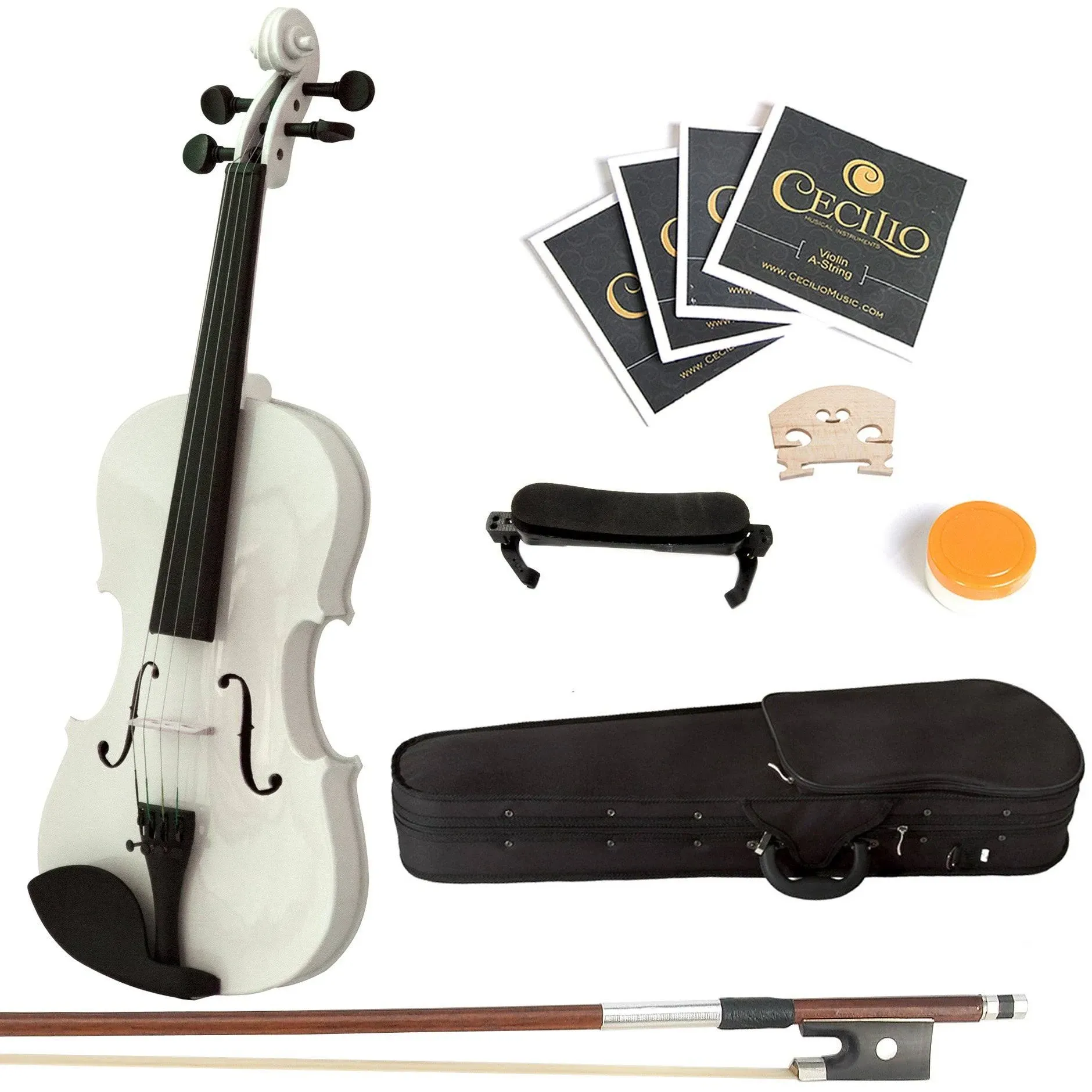 Mendini By Cecilio Violin, 4/4 White