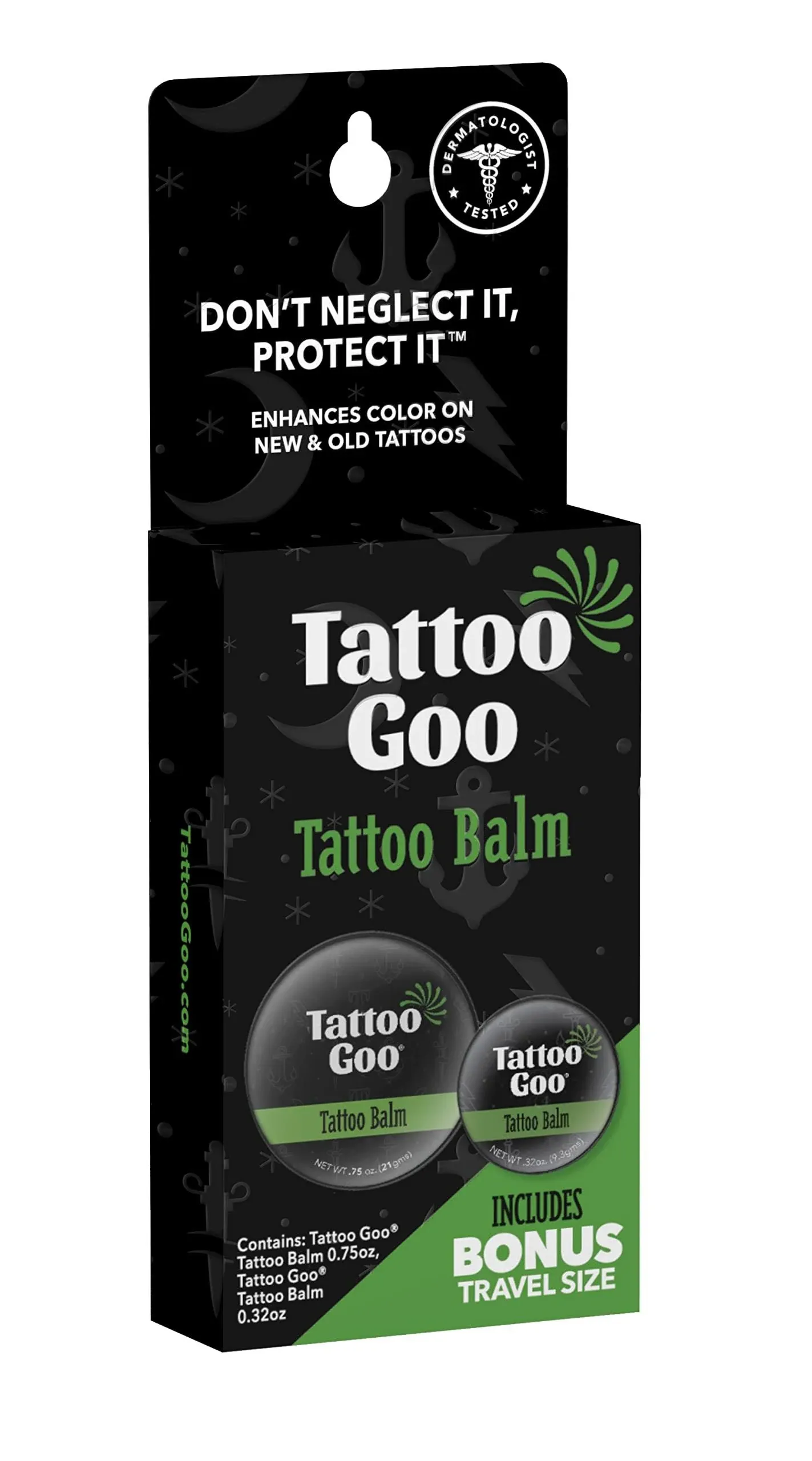 Tattoo Goo Tattoo Balm and Travel Size Balm Bundle, 3/4 oz & .33 oz Tin - Natural Tattoo Aftercare Balm