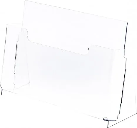 Plymor Clear Acrylic Premium brochure/document Literature Holder, Fits 11" x 8.5" Items (2 Pack)