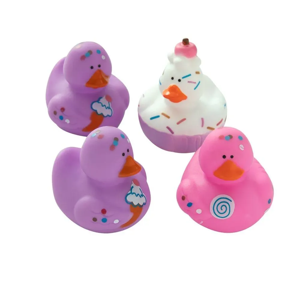 2 1/2 Sweet Treats Purple, Pink & White Vinyl Rubber Ducks - 12 Pc.