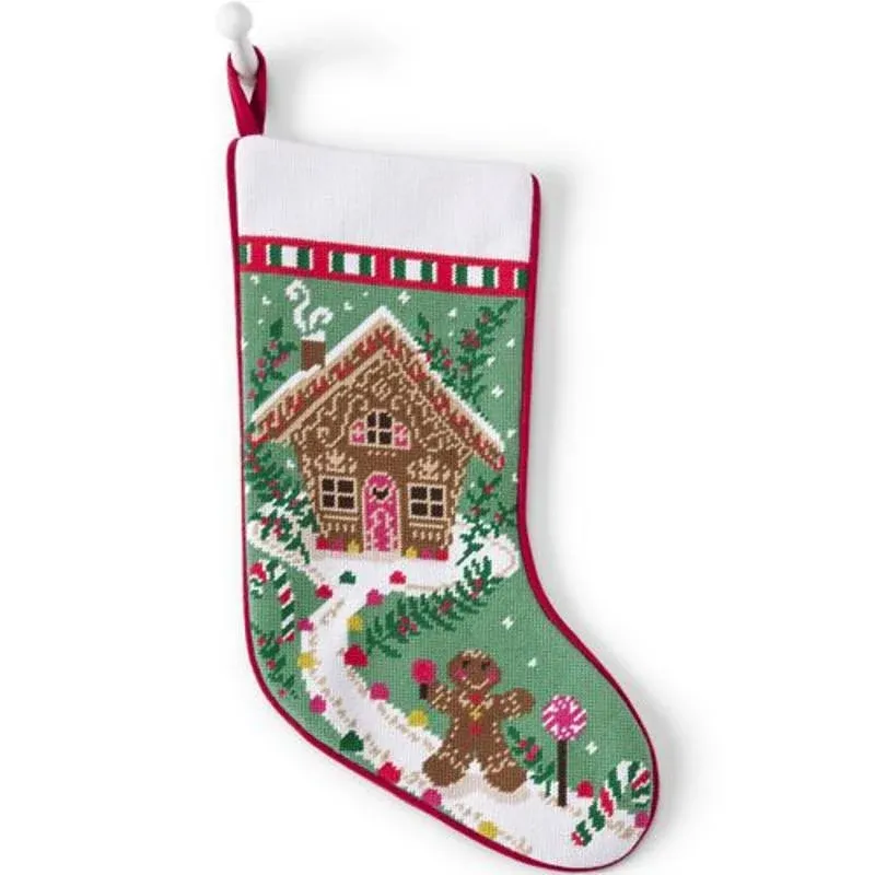 NEW 2 Lands End Christmas Needlepoint Personal Stocking TEDDY THEODORE trains