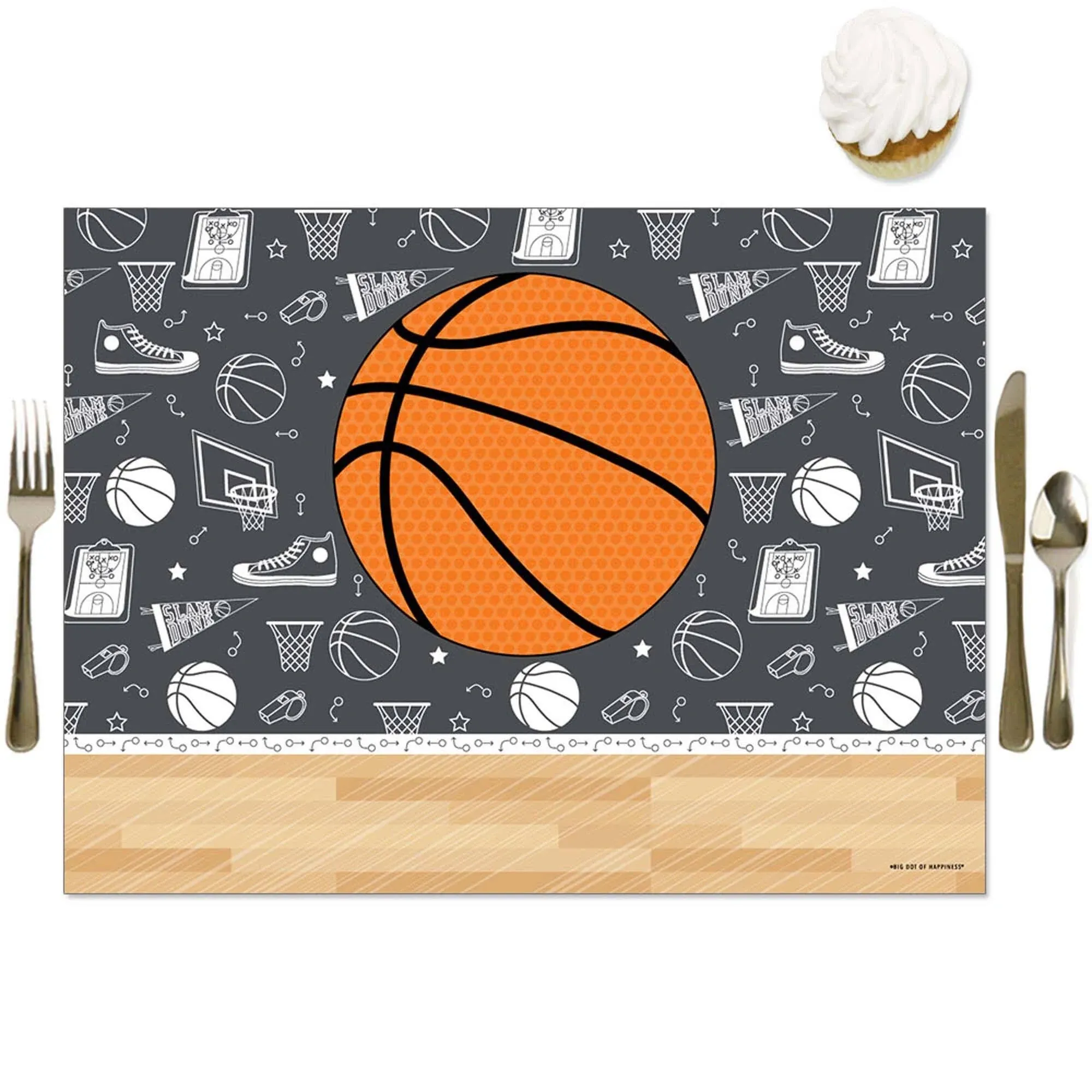 Nothin’ But Net - Basketball - Party Table Decorations - Baby Shower or Birthday Party Placemats - Set of 16