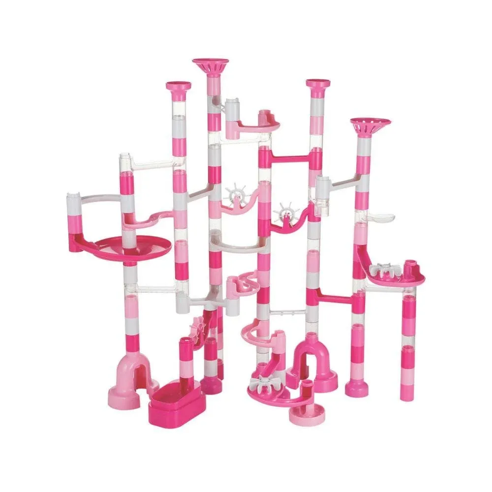 MindWare Pink Sparkle Marble Run Set with 103 Pieces