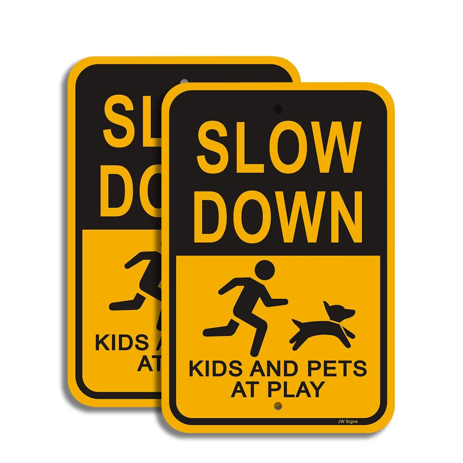 2pack Slow Down Kids And Pets At Play Signs 18\x9d X 12\x9d 40mil Rust Free Aluminum W