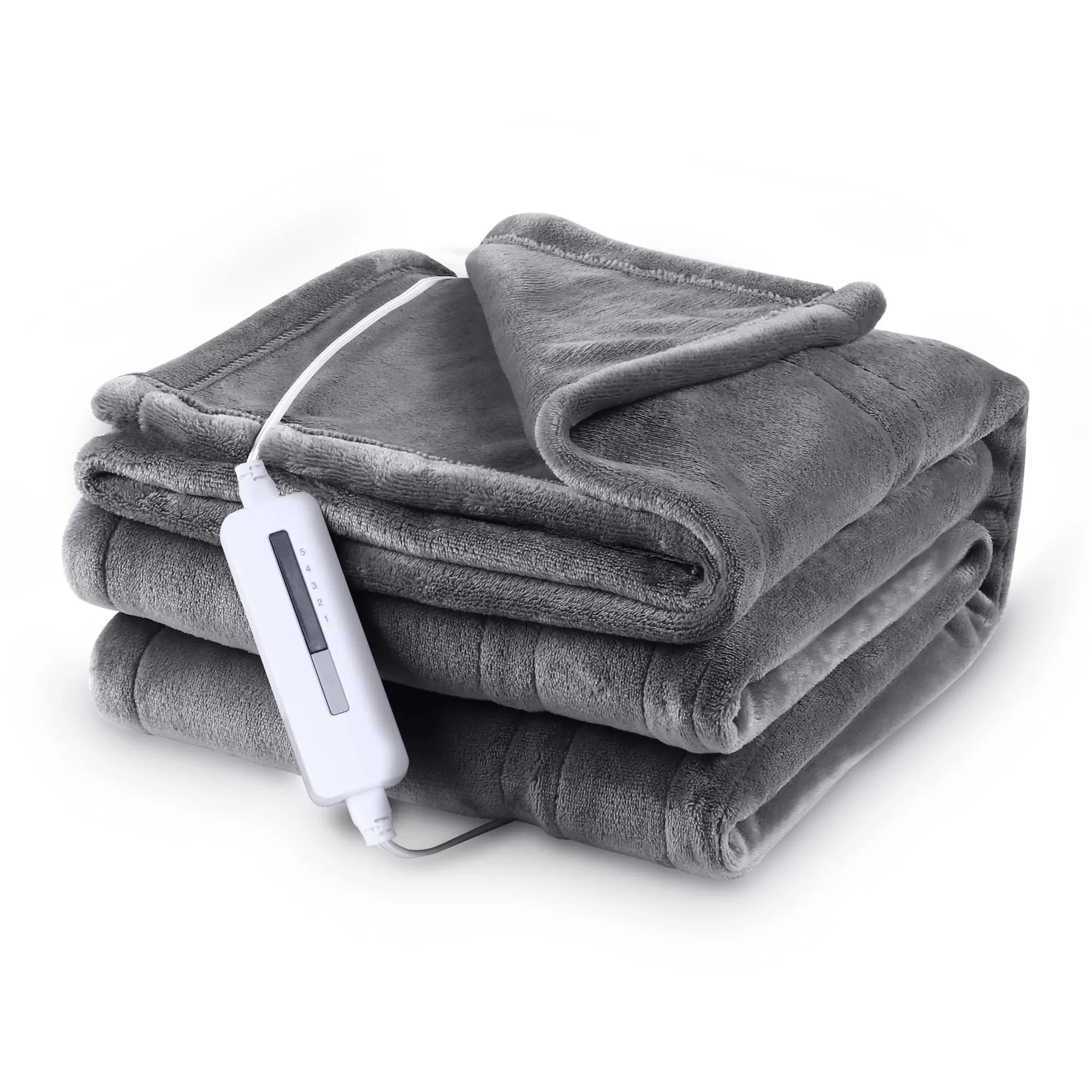 McJaw Electric Heated Blanket 72"x 84" Full Size, 4 Heating Levels and 10 Hours Auto Off, Lightweight and Breathable - Ivory Gray