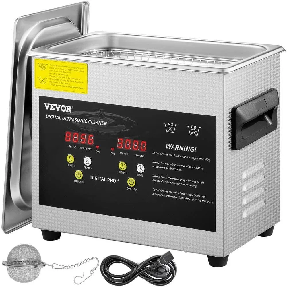 VEVOR 3L Upgraded Ultrasonic Cleaner Professional Digital Lab Ultrasonic Parts Cleaner with Heater Timer for Jewelry