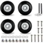 50mm Set of 4 Luggage Suitcase Replacement Wheels Rubber Trolley Case Wheels Replacement Parts Swivel Caster Wheels Bearings Repair Kits Axles 30mm&35mm, Black, 3.31 x 3.07 x 1.3 inch