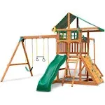 Gorilla Playsets Avalon Treehouse Wood Swing Set with Vinyl Canopy and Monkey Bars