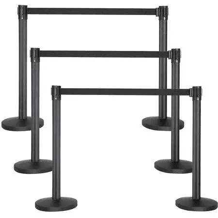 Yaheetech 6-Pack Stanchion with 6.5 Foot Retractable Belt Crowd Control Stanchion ...