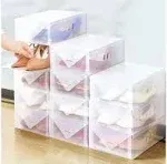 12 Pack Women's Shoe Box Clear Plastic Stackable - Shoes Organizer for Closet Storage Boxes Containers Bins Case cajas para zapatos