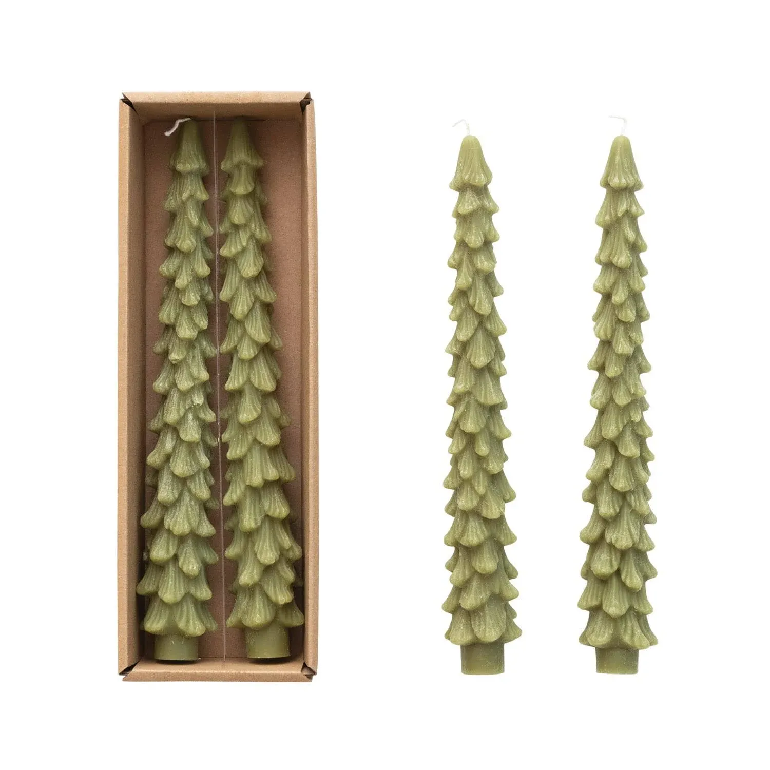 10" Pine Tree Taper Candle Set - Unscented, Light Pine