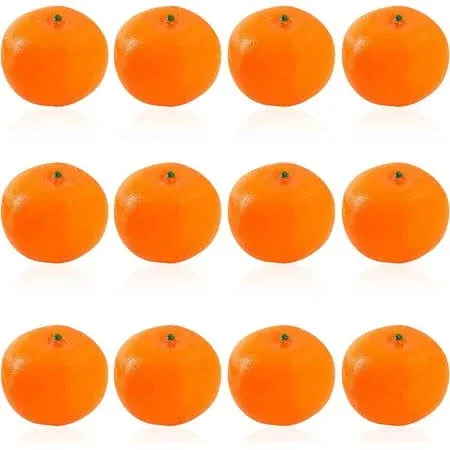 12 Pcs Fake Oranges, DaKuan Simulated Plastic Orange, Artificial Oranges, Decorative Fruit Tray, used for Furniture Decoration, Decorations for