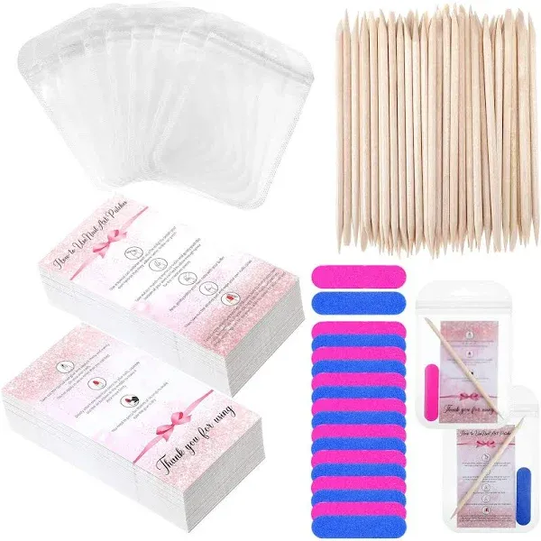 240 Pcs Press on Nail Packaging Set 60 Pieces Mini Nail Files 60 Pieces Nail ...