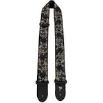 Perri&#039;s Premium Jacquard Guitar Strap Metallic Black Rose 2 in.