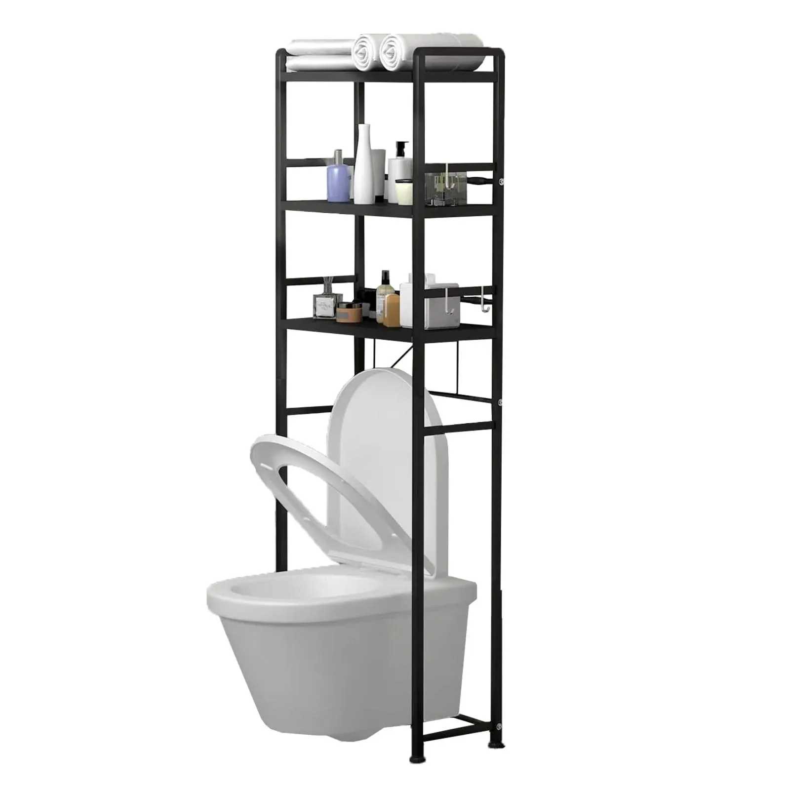 Over-The-Toilet Storage Rack,3-Tier Bathroom Organizer Adjustable Shelf Over Toilet,Freestanding Space Saver Bathroom Shelves Above Toilet for Bathroom/Restroom/Laundry