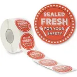 Stockroom Plus 1000-Pieces of Tamper Evident Labels Roll for Food Delivery, 2 Inch Round Sealed Fresh for Your Safety Stickers, Tape for Restaurant Packages, Diners, Business Labeling