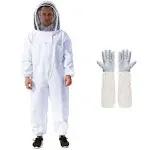 Professional Bee Suit for Men Women, Beekeeping Suit Beekeeper Suit with Glove &Ventilated Hood, Multi-Size Bee Outfit for Backyard and Bee Keeper