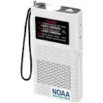 Pocket Weather Alert Radio NOAA/Am/Fm Portable Transistor Powered 1500MAH Battery with Flashlight Emergency SOS Alarm Best Reception Hurricane Radio with Backlight