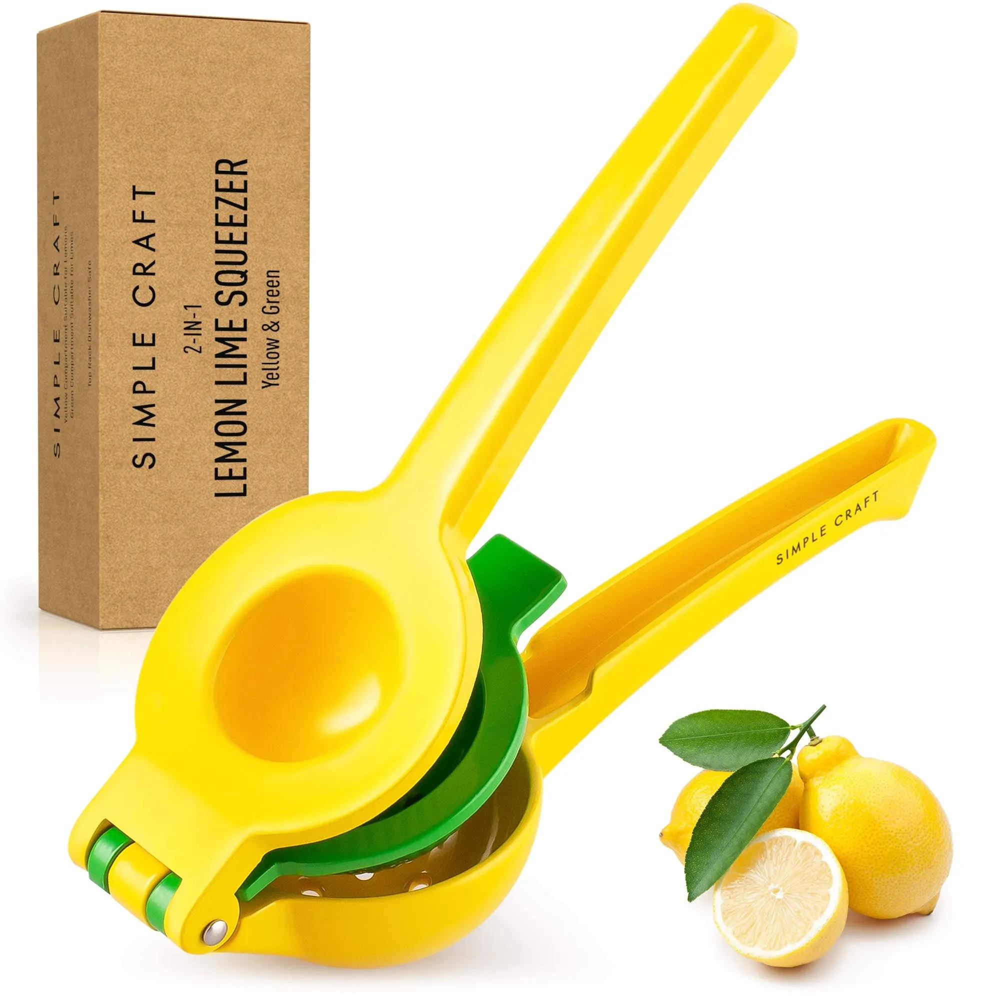 Simple Craft 2-In-1 Lemon Squeezer - Easy To Use Manual Juicer Hand Press - Lemon Juicer & Lime Squeezer Extracts Juices in Seconds