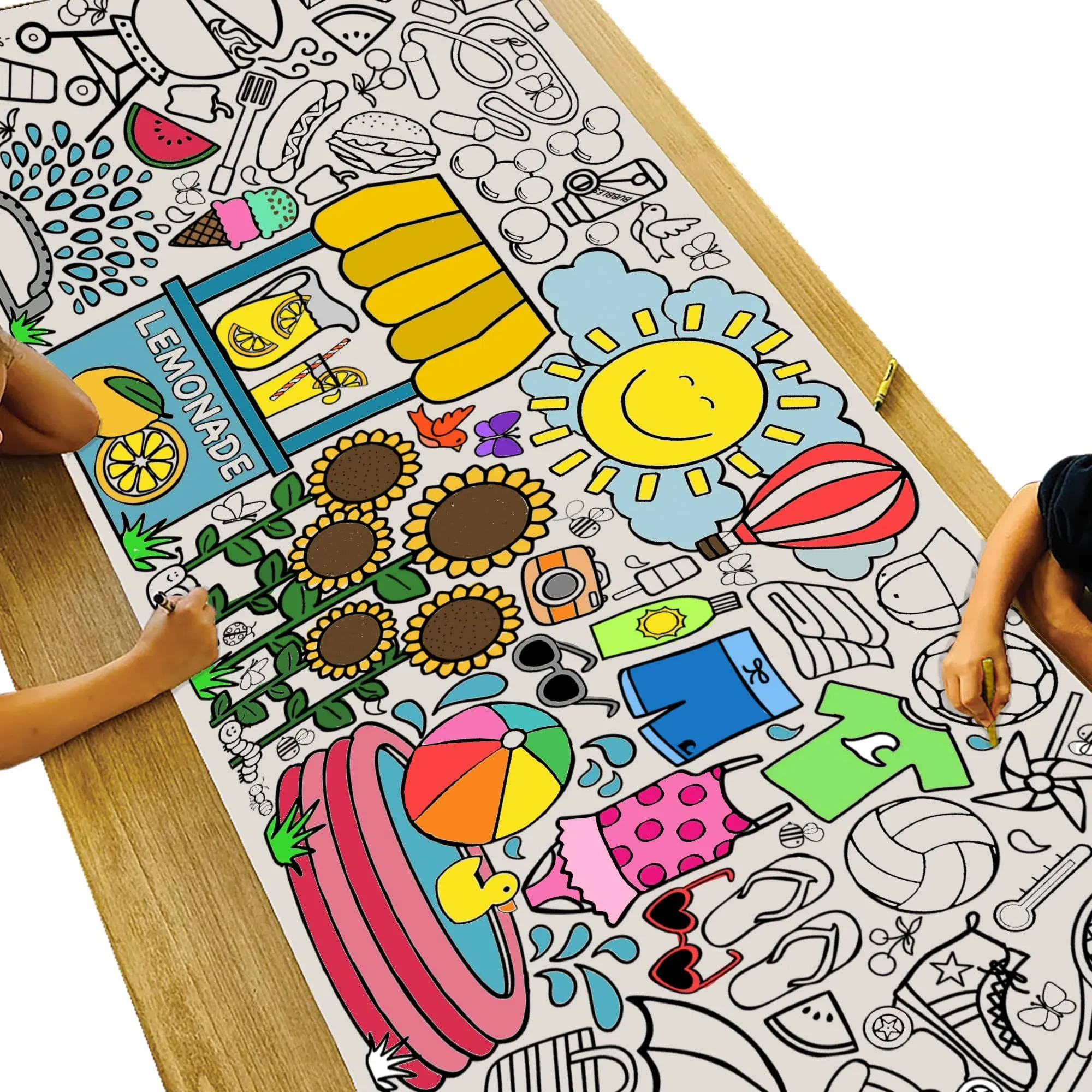 Tiny Expressions Giant Summer Themed Coloring Poster - 30 x 72 Inches Jumbo Paper ...