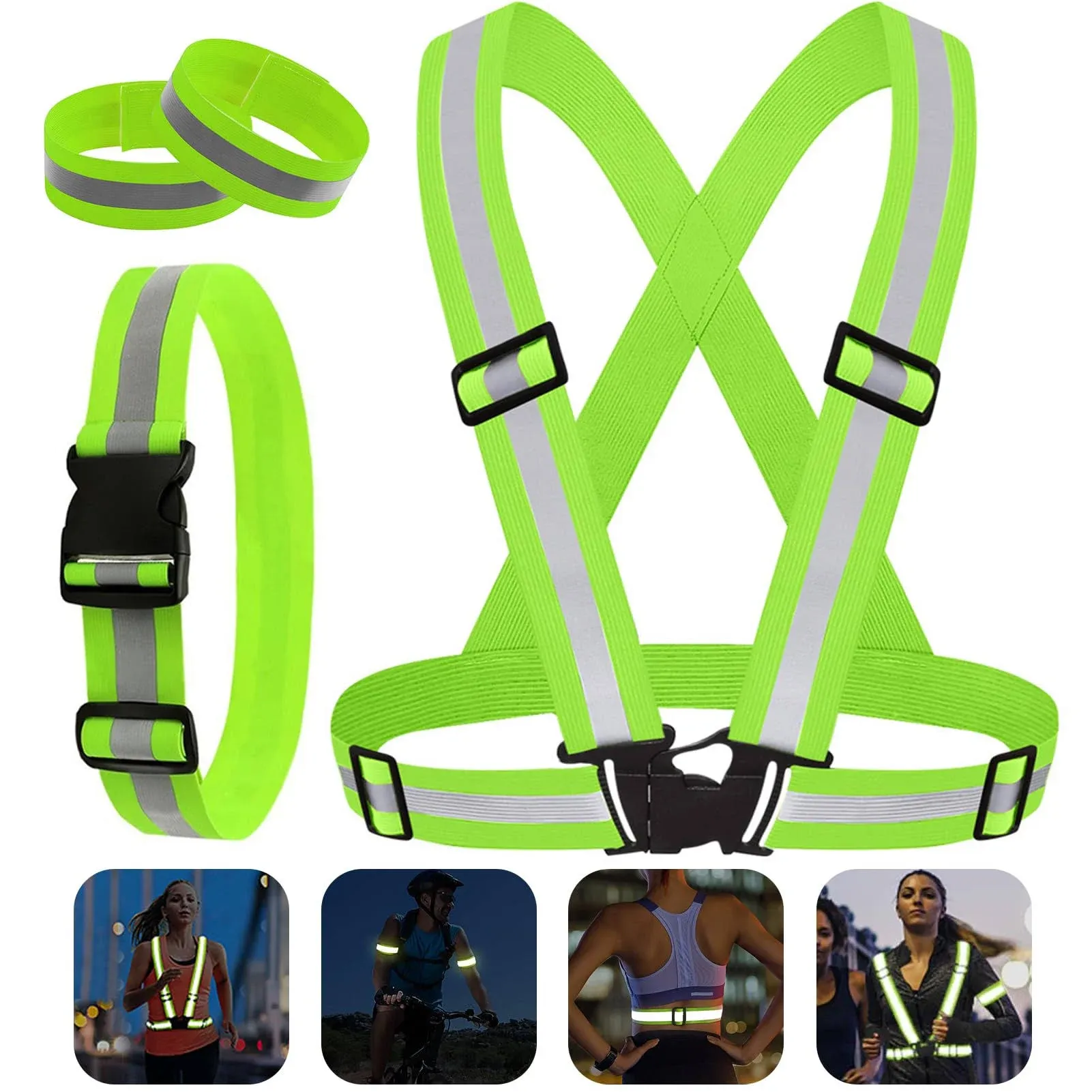 Reflective Bands for Wrist, Arm, Ankle, Leg, High Visibility Reflective Running ...