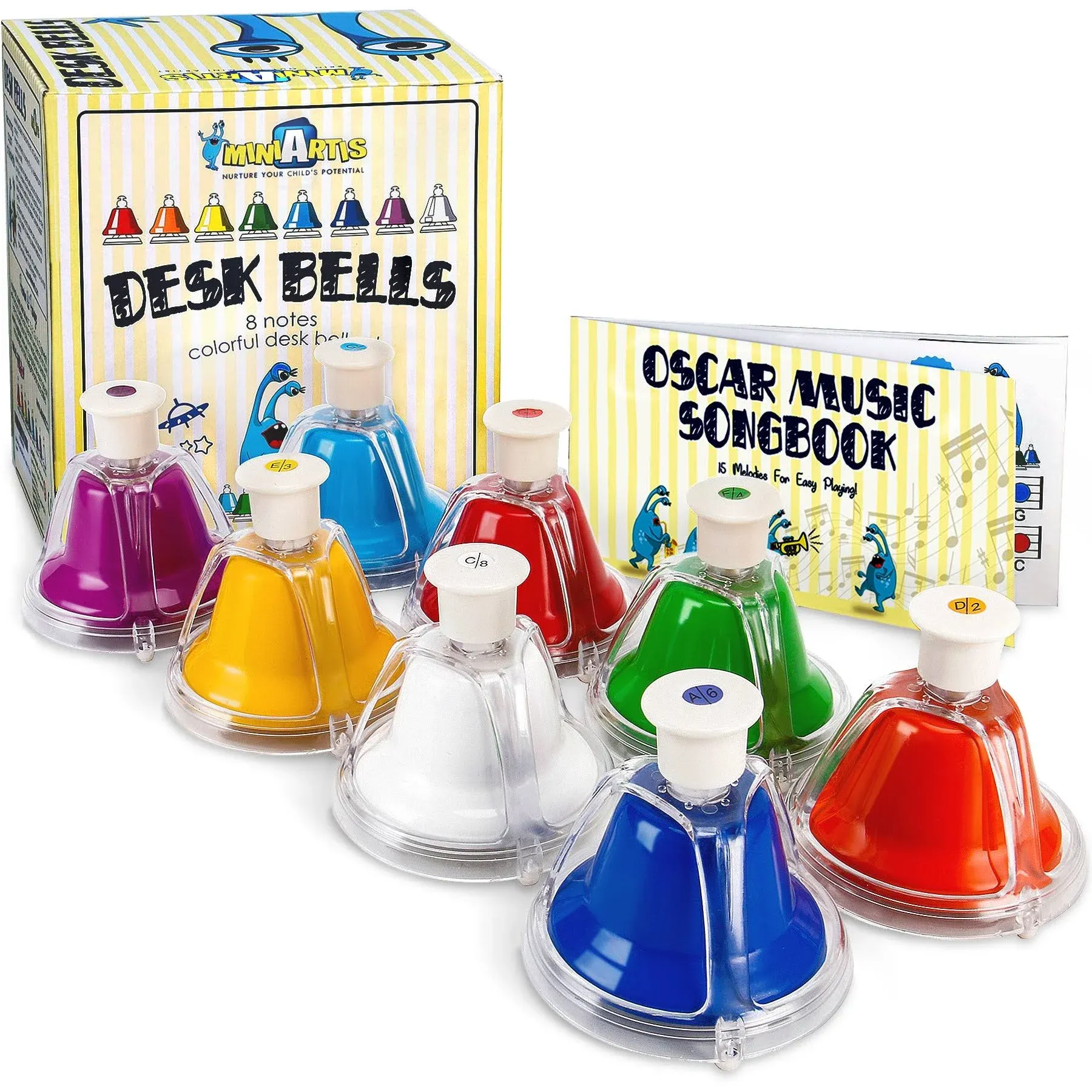 MINIARTIS Desk Bells for Kids | Educational Music Toys for Toddlers 8 Notes C...