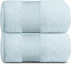 Resort Collection Soft Bath Sheet Towels | 35x70 Oversize Large Luxury Hotel Plush & Absorbent Cotton Bath Sheet [2 Pack, Light Blue]