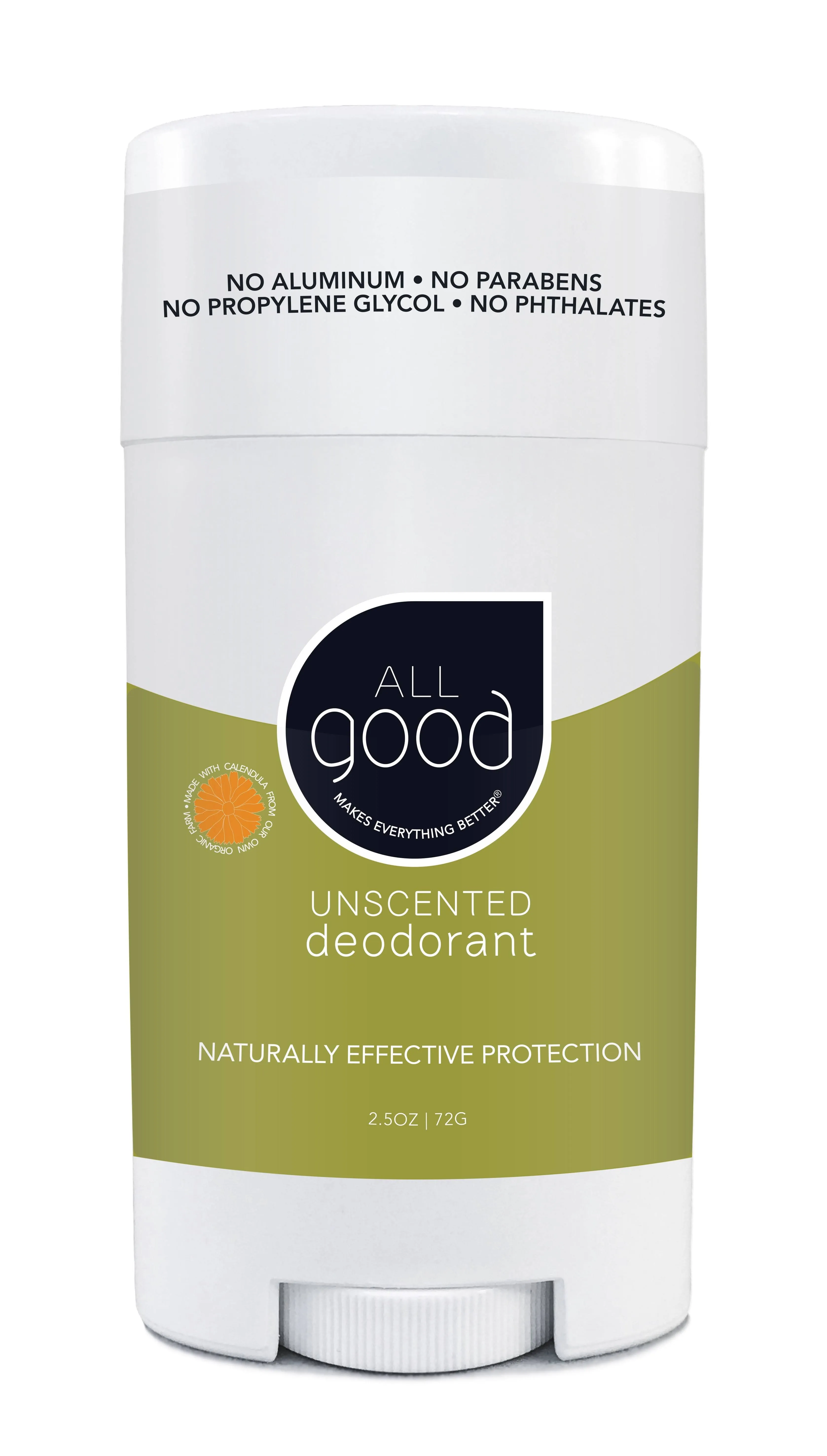 All Good Aluminum Free Deodorant Stick - Natural Deodorant w/Shea Butter & Aloe Vera, Bio-Active Formula, Vegan, Underarm Odor Protection for Men & Women (Unscented)